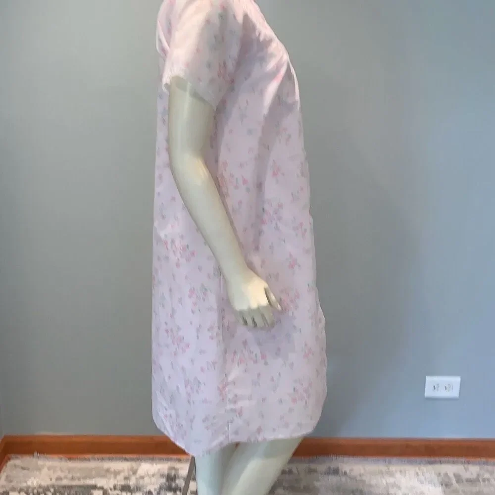 Vintage RIKKI New York Two‎ Piece Cotton Robe and Nightgown Set Size Small